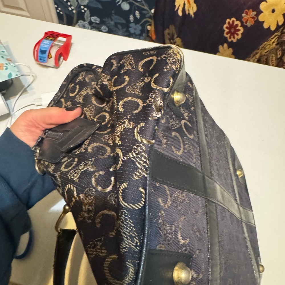 CELINE Navy Blue Boston Bag -  Rare Vintage Iconic Monogram! - Picture 9 of 11